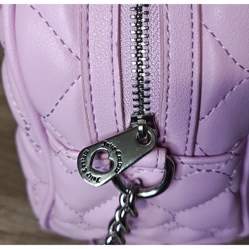 Juicy Couture‎ Satchel Women Small Pink Heart Quilted Crossbody Bag Domed Purse